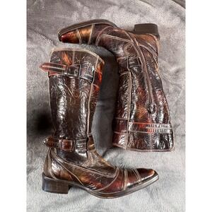 Jo Ghost Boots Mens EU 41 US 8 Brown Crackle Leather Handmade in Italy